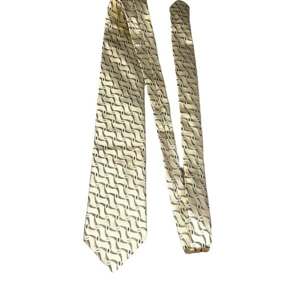 Bugatchi Uomo Mens Multicolor Tan Pure Silk Neck Tie